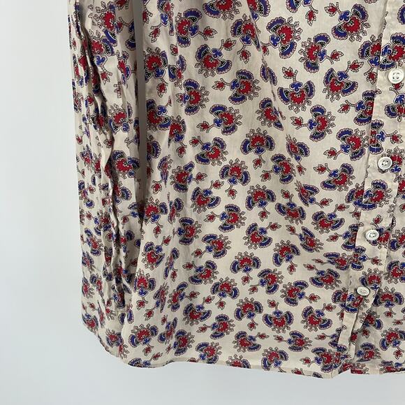 J. Crew Perfect Fit papaya paisley print long sleeve button up shirt sz 4 - Picture 3 of 6